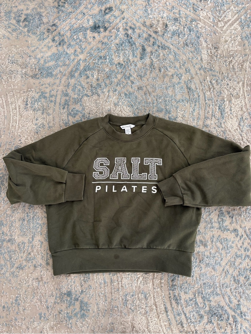 Athleta Olive Green SALT Pilates Crewneck Sweatshirt